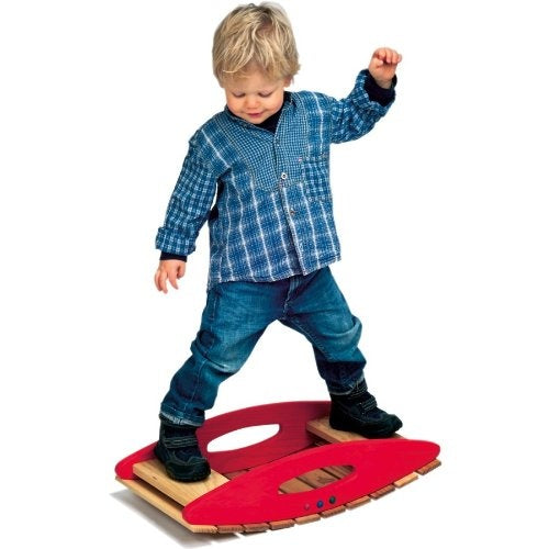 balanceerplank junior 60 x 33 cm rood/bruin hout