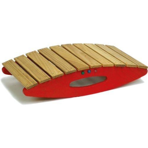 balanceerplank junior 60 x 33 cm rood/bruin hout