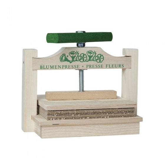bloemenpers 20 x 22 cm met draaigreep blank/groen