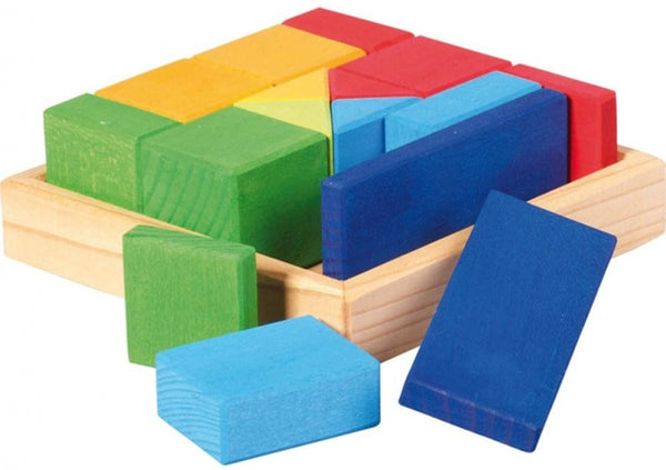 blokkendoos junior 14,5 x 5 cm hout 17-delig