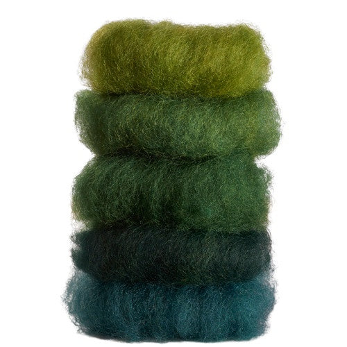 gekaarde wol 50 gram 5 stuks groen