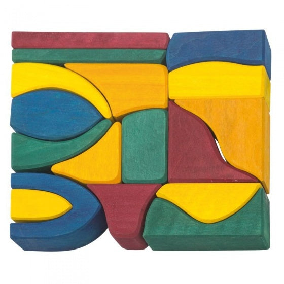 houten bouwblokken 26 cm multicolor 17-delig