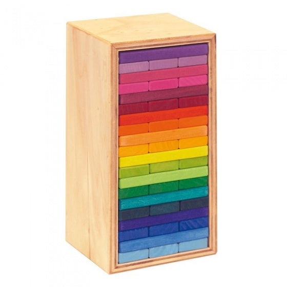 houten bouwplankjes 22 cm multicolor 60-delig