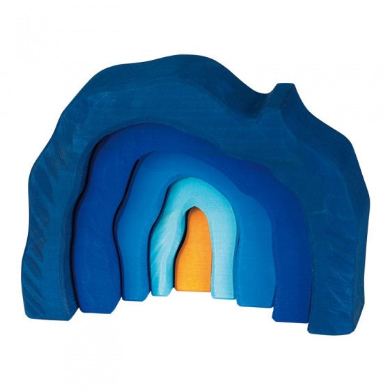 houten grot 22 cm blauw 5-delig