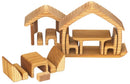 houten huis met meubels 22 cm blank 16-delig