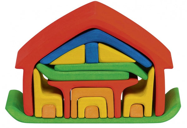 houten huis met meubels 22 cm multicolor 17-delig