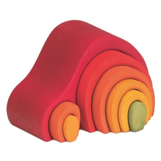 houten stapelhuis gebogen 19 cm rood/oranje 8-delig