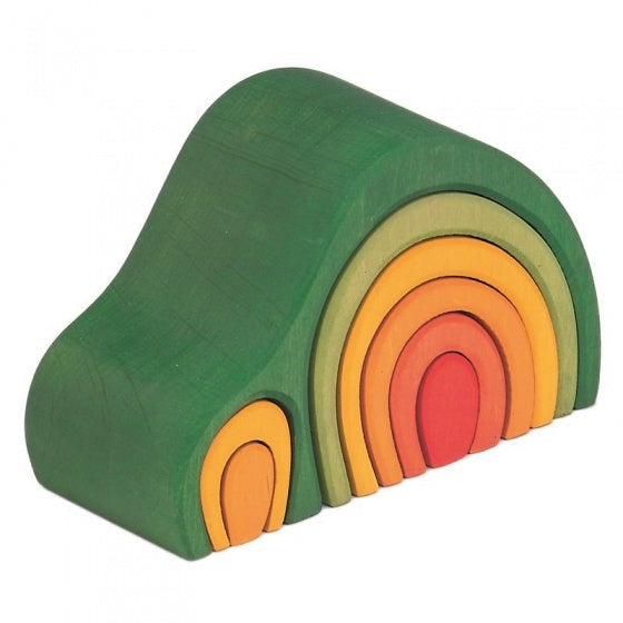 houten stapelhuis gebogen 19 cm groen 8-delig