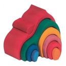 houten stapelhuis puntdak 18 cm multicolor 9-delig