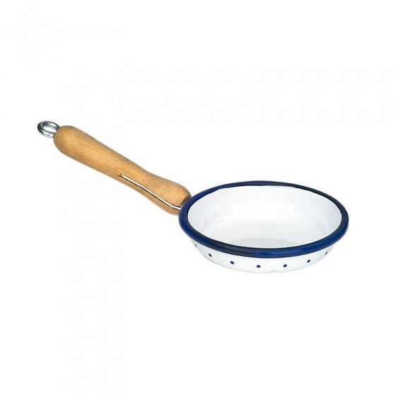 koekenpan 8 cm staal wit/blauw