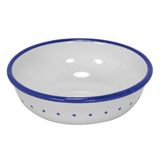 kom wit/blauw metaal junior 14 x 14 cm
