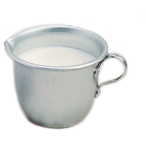 melkkannetje met schenktuit zilver aluminium 6 x 7 cm
