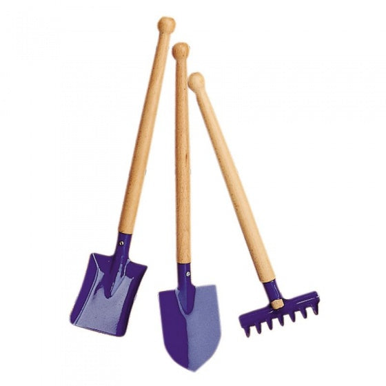 tuingereedschap junior 39 cm staal blauw 3-delig