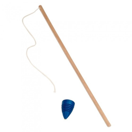 tol met stok hout 50 cm blank/blauw