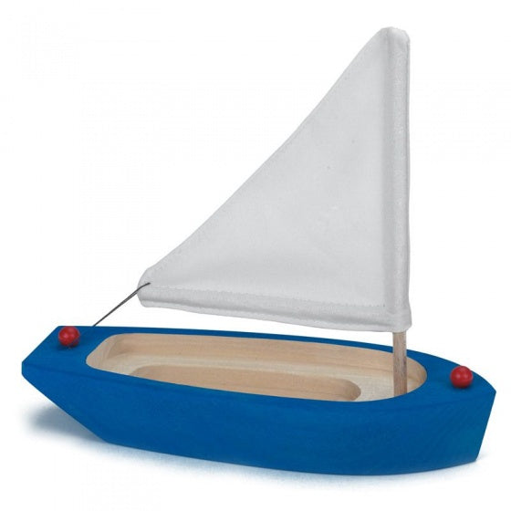 zeilboot blauw/wit hout 22 x 9 x 21 cm