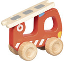 brandweerwagen junior 15 x 6,5 x 13 cm hout rood/naturel