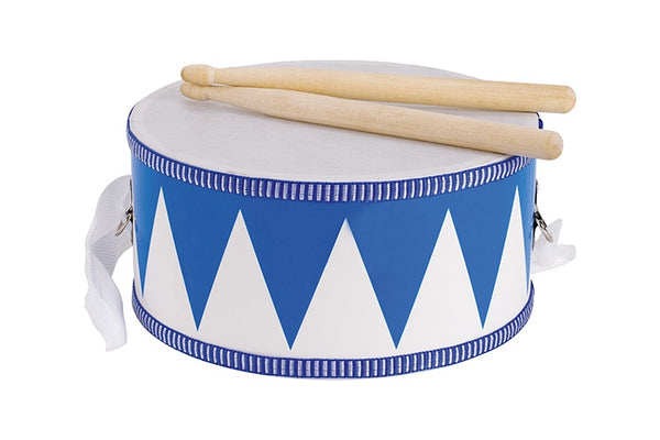 Goki Houten Trommel met Stokken Blauw/Wit