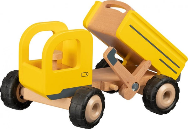 Goki Houten Kiepwagen Geel