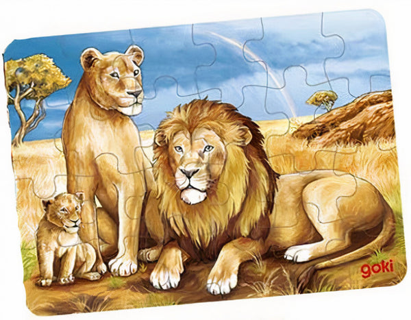 legpuzzel Afrikaanse Dieren Leeuw 12 cm hout 24-delig