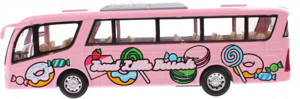 metalen bus miniatuur roze 18 cm