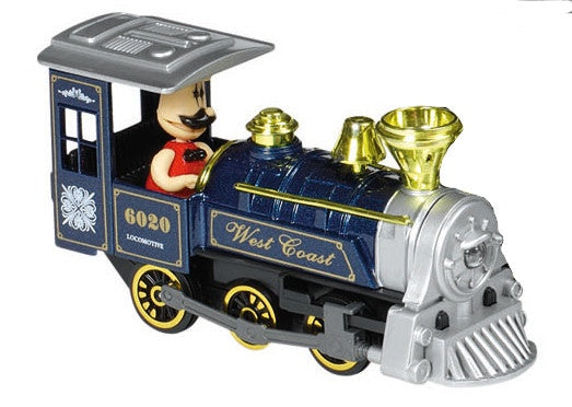 Metalen Klassieke Locomotief: Met Licht en Geluid Blauw