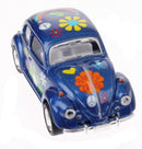 schaalmodel Volkswagen Kever Flower Power metaal 1:64 blauw