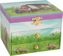 muziekdoos paard 16,5 cm groen