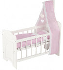 poppenbedje met hemel junior 63 x 31,5 cm hout wit/roze