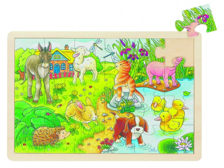 Goki Houten Legpuzzel Babydieren, 24st.