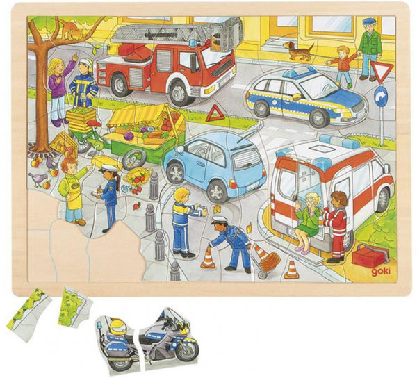 vormenpuzzel Politie junior hout 56 stukjes
