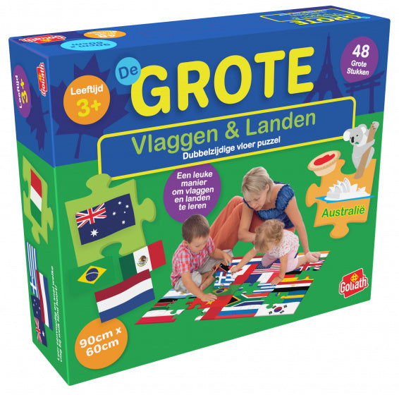 vloerpuzzel vlaggen & landen 60 x 90 cm karton 48-delig