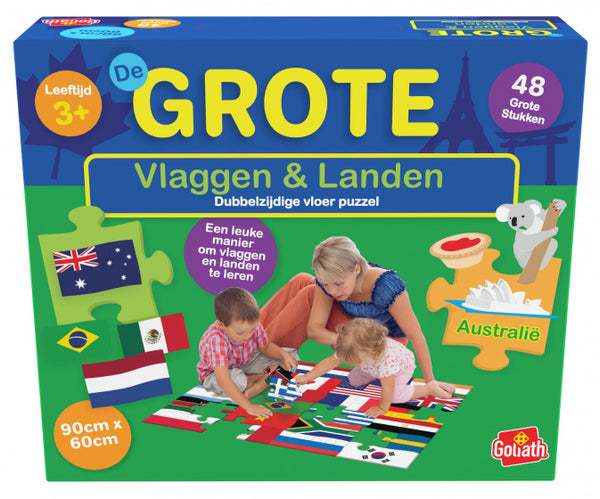 vloerpuzzel vlaggen & landen 60 x 90 cm karton 48-delig