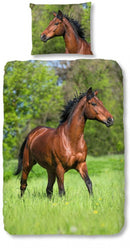 dekbedovertrek Horse 140 x 220 cm katoen groen