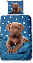 dekbedovertrek Pup 140 x 220 cm katoen blauw