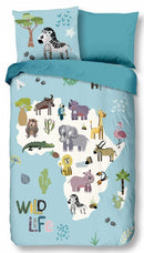 dekbedovertrek Wildlife 140 x 200 cm katoen aqua