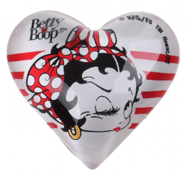magneet hart Betty Boop 4 cm glas wit/rood