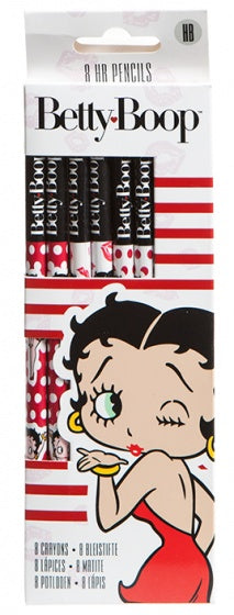 potloden Betty Boop 18 cm rood/wit 8 stuks