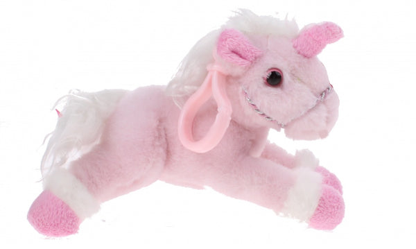 sleutelhanger eenhoorn clip-on roze 18 cm