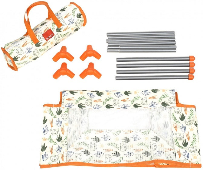 poppenbedje jungleprint 52 x 28 x 32 cm oranje
