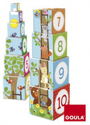 Goula Stapelkubussen Bosdieren 10-delig