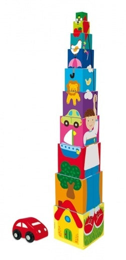 stapelblokken Pile-up Cubes Car 10-delig