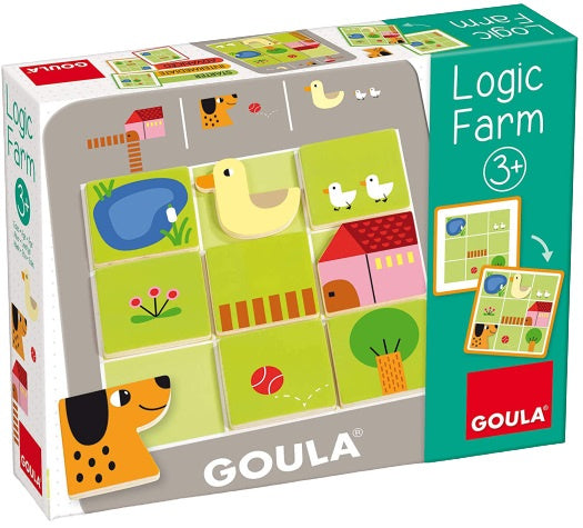 vormenpuzzel Logic Farm junior hout 9 stukjes