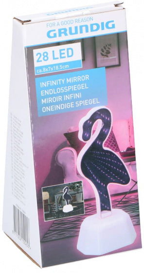 oneindige spiegel flamingo LED 8x7x18,5 cm roze/wit