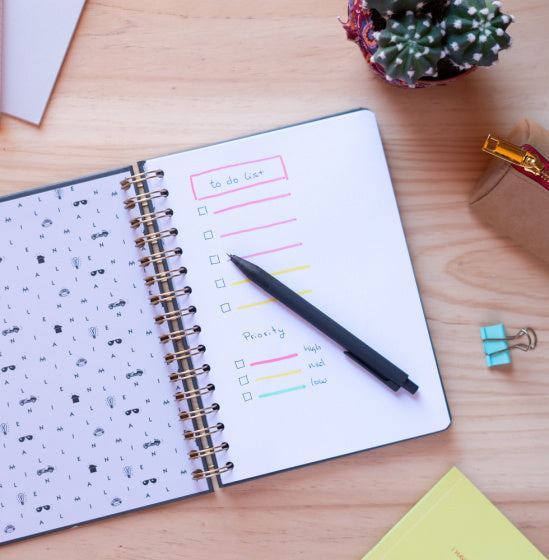 bullet journal A5 ringband zwart/goud 90 pagina's