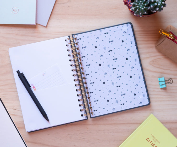 bullet journal A5 ringband zwart/goud 90 pagina's