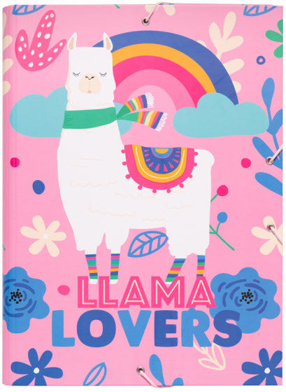 elasto-/foldermap Llama Lovers A4 34 x 24 cm roze