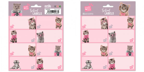 etiketten Cats junior zelfklevend roze 16 stuks