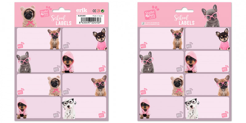 etiketten Dogs junior zelfklevend roze 16 stuks