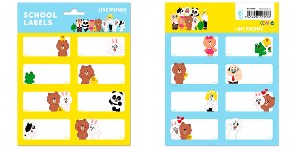 etiketten Line Friends zelfklevend blauw 16 stuks