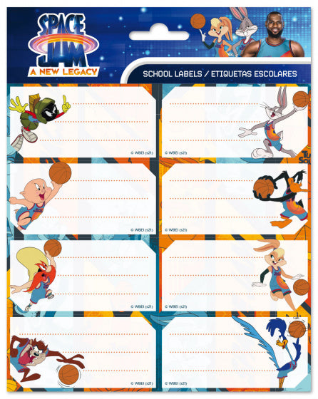 etiketten Space Jam zelfklevend wit/blauw 16 stuks